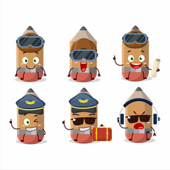 Pilot cartoon in mascot Pencil with glasses