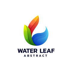 Vector Logo Illustration Water Leaf Gradient Colorful Style.