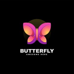 Obraz premium Vector Logo Illustration Butterfly Gradient Colorful Style.