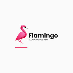 Vector Logo Illustration Flamingo Gradient Colorful Style.