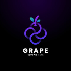 Fototapeta premium Vector Logo Illustration Grape Gradient Line Art Style.