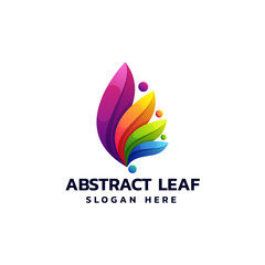 Vector Logo Illustration Abstract Leaf Gradient Colorful Style.
