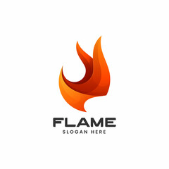 Vector Logo Illustration Flame Gradient Colorful Style.