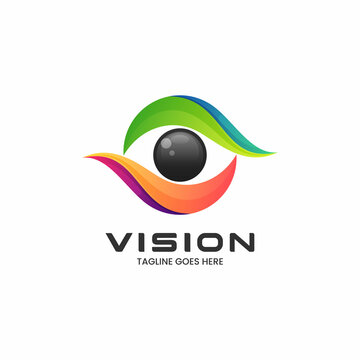 Vector Logo Illustration Vision Gradient Colorful Style.