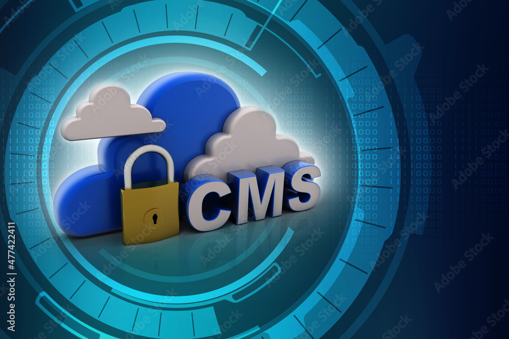 Poster 3d rendering cms cloud lock