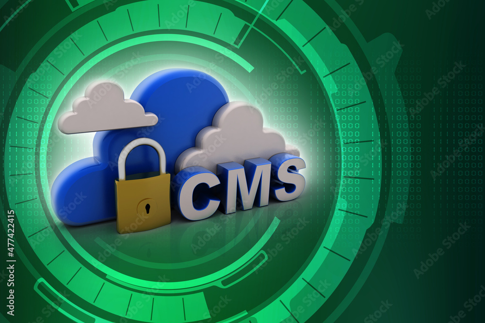 Poster 3d rendering cms cloud lock