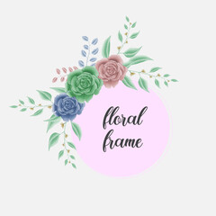 Watercolor floral frame design 