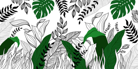 Pattern leaves flowers nature abstraction lines