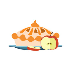 Fresh apple pie for family dinner. Traditional american bakery