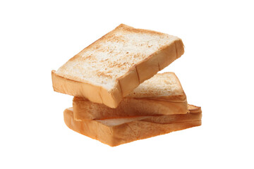 Slices toast bread on white background