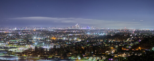 Panorama of Los Angeles Landscape at Night