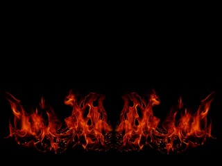 Fototapeta na wymiar Flame Flame Texture For Strange Shape Fire Background Flame meat that is burned from the stove or from cooking. danger feeling abstract black background Suitable for banners or advertisements.