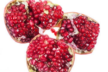 Pomegranate fruit on white background.