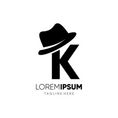 Letter K Gentlemen Hat Logo Design Vector Icon Graphic Emblem Illustration