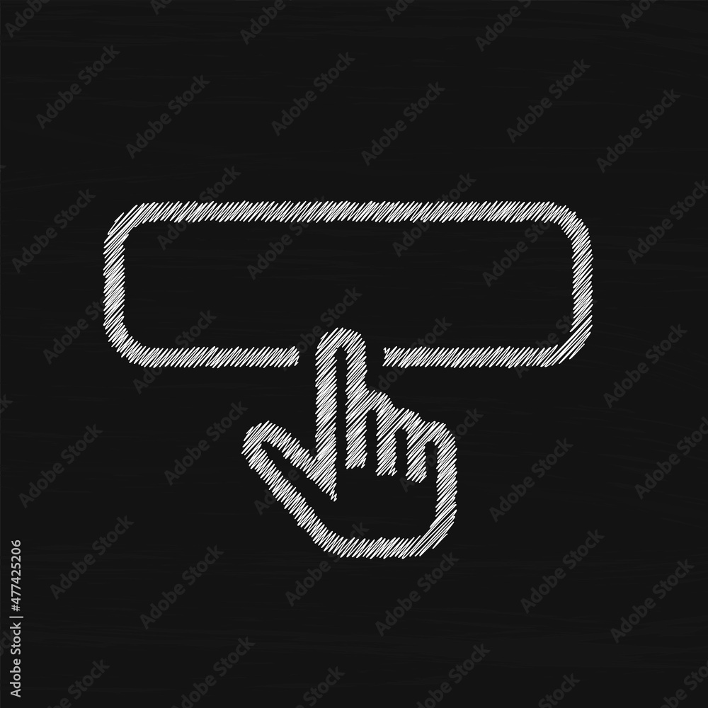 Poster button white sketch vector icon. cursor pointer symbol, logo illustration.
