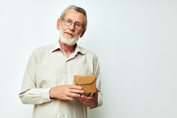 Old man demonstrates a box in studio one