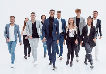 Fototapeta premium leader and group of young people stepping forward