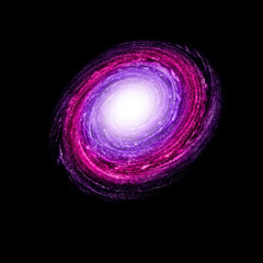 Illustration of a cool red-purple nebula galaxy in space on a black background 