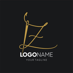 Letter Z Sewing Needle Logo Design Vector Icon Graphic Emblem Illustration - obrazy, fototapety, plakaty