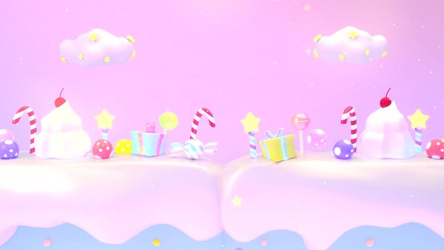 4K Looped sweet candy land animation.