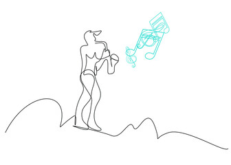 a musician playing the saxophone and music icons in the air