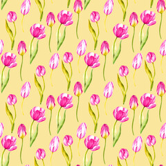 A botanical pattern with a tulip