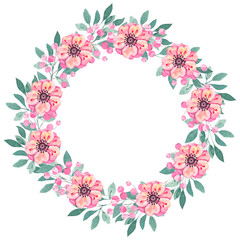 Watercolor frame of anemone flowers 10