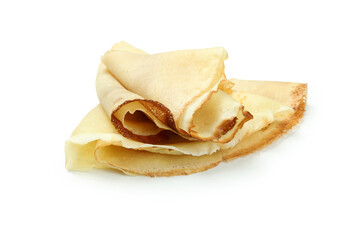 Crepes or thin pancakes isolated on white background