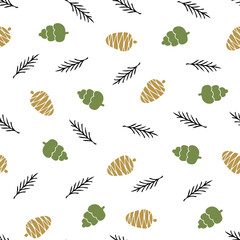 Christmas seamless pattern with isolated hand drawn elements