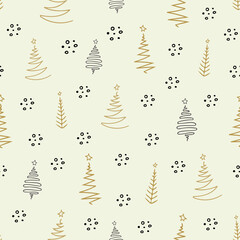 Christmas seamless pattern with isolated hand drawn elements