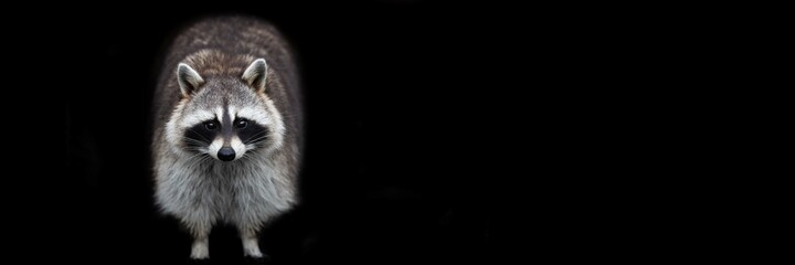 Template of a raccoon with a black background