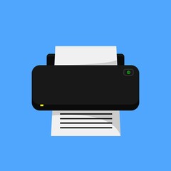 Flat Colored Printer and Paper Vector Icon Illustration
