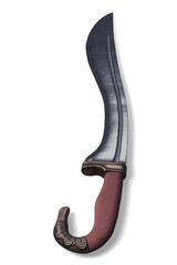 Falkata - Ancient Greek curved sword on white background 3d illustration