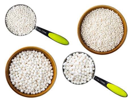 set of various tapioca groats cutout on white