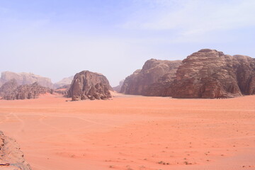 Naklejka premium Red sand desert Wadi Rum in Jordan