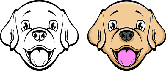 Color hand drawn face of puppy . Mascot illustration. Dog tattoo art