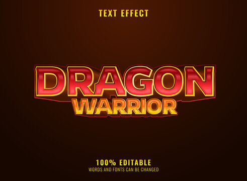 fantasy 3d golden red dragon warrior text effect