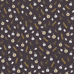 Christmas seamless pattern with isolated hand drawn elements