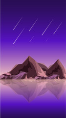 
Vector image of mountains with shadow in purple tones