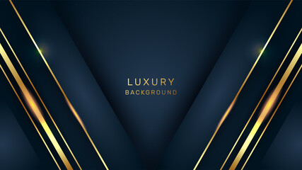 Abstract luxury background. Gold lines on navy backdrop