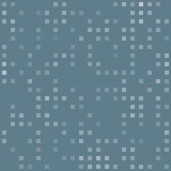 Abstract seamless geometric pattern. Mosaic background of white squares. Evenly spaced  shapes of different color. Vector illustration on blue gray background