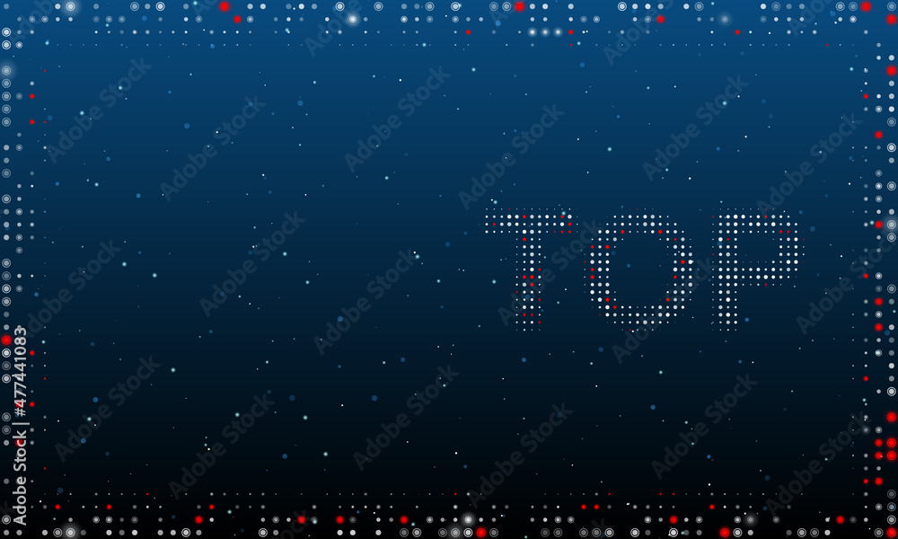 Poster on the right is the top symbol filled with white dots. pointillism style. abstract futuristic frame 