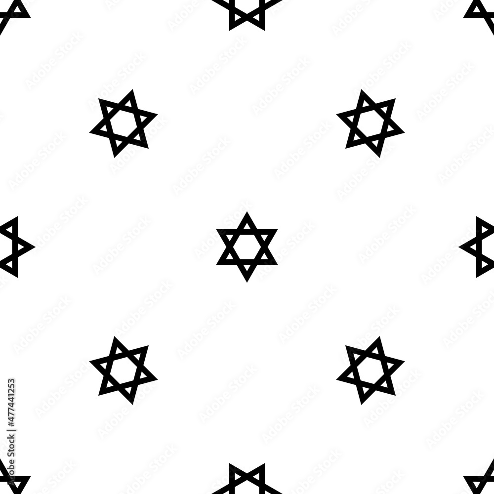 Poster seamless pattern of repeated black star of david symbols. elements are evenly spaced and some are ro