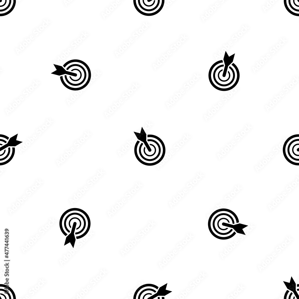Poster seamless pattern of repeated black goal symbols. elements are evenly spaced and some are rotated. ve