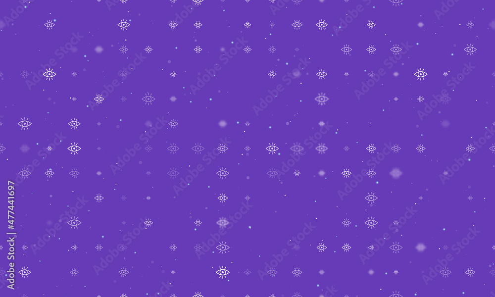 Poster seamless background pattern of evenly spaced white vision symbols of different sizes and opacity. ve
