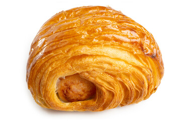 Fresh Homemade Sausage Roll Croissant, good for snack or breakfast, isolated on white background. Clipping path