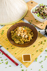 Asian Food Pad Thai Wok Flavor Pasta Rice Chicken Shrimp Perfect Plate Salad