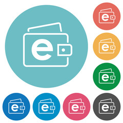 Electronic wallet outline flat round icons