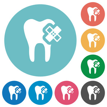 Dental care flat round icons