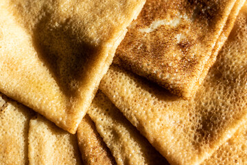 close up image of a stack of delicious pancakes for breakfast.